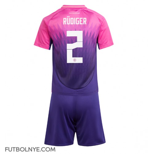 Camiseta Alemania Antonio Rudiger #2 Visitante Equipación para niños Eurocopa 2024 manga corta (+ pantalones cortos)